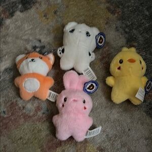 Plush Animal Toy Set - White, Orange, Pink, Yellow